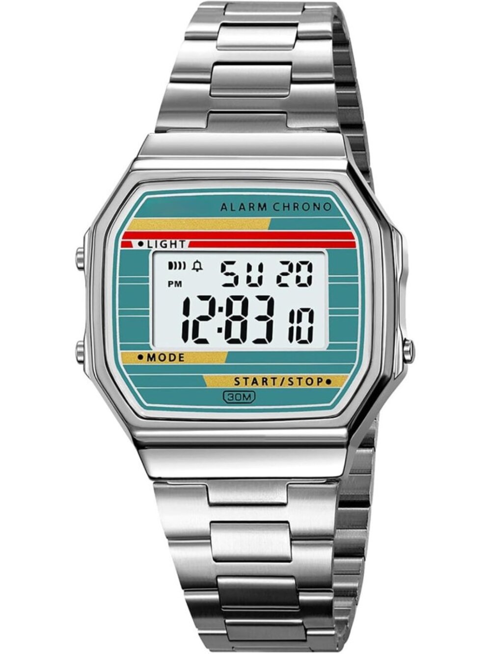 Stylish Retro Digital Watch with Stainless Steel Band for Men & Women - Unisex